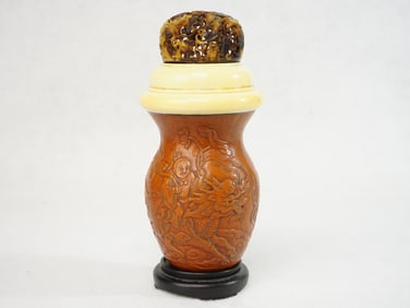 A Rare Chinese Gourd Cricket Cage,Qing Dynasty