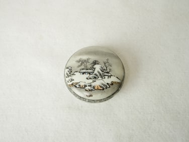Chinese Grisaille-Decorated 'Winter Landscape' Porcelain Ink Paste Box