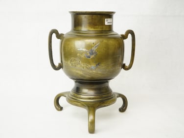 Japanese Bronze Ikebana Vase,Meiji Period