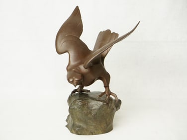 Japanese Signed Bronze Hawk,Meiji Period
