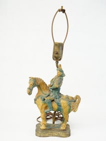 Chinese Ceramic Figure Roof Tile Mounted As A Table Lamp, Qing Dynasty or Earlier