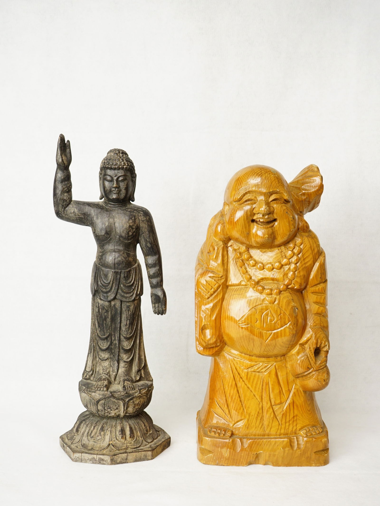 Lot of 2 Japanese Wooden Buddha Figures (1 of 6)
