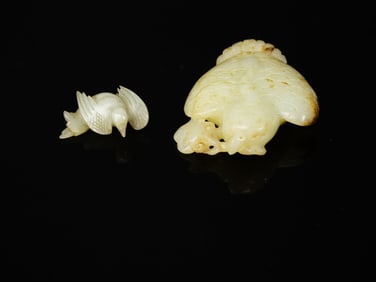 Lot of 2 Chinese Jade Bird Carvings,Qing Dynasty or Earlier