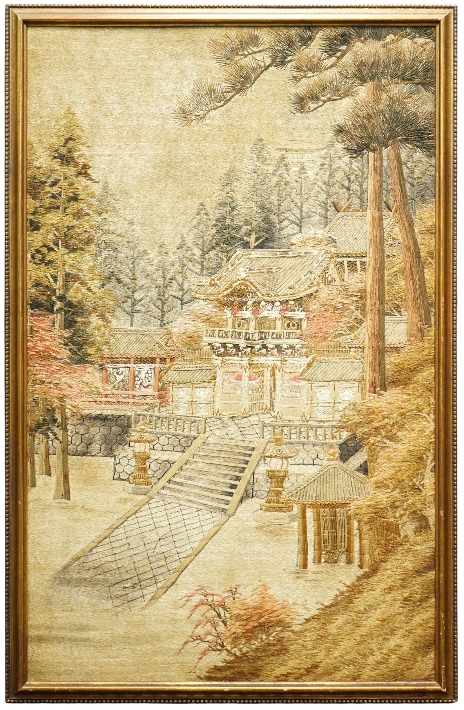 Japanese Silk Embroidery Landscape,Early 20th Century (1 of 9)
