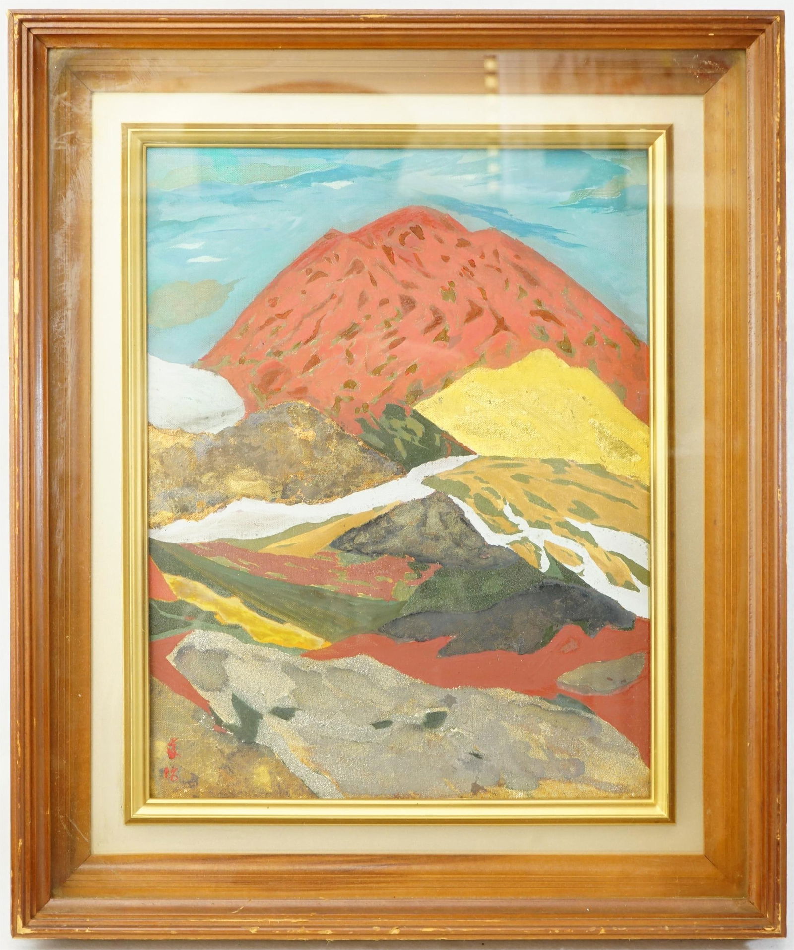 Artist Signed Japanese Mountains Painting ,Oil on Canvas,20th Century: Approximate size:22.5x18.5 in Shipping: We offer in-house shipping services for most small items. This means that we will take care of packing and shipping the items directly to you. For larger or spe