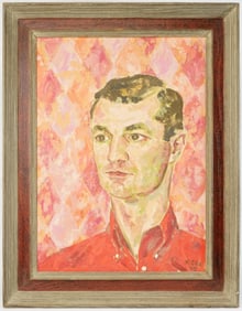 K.Cox Signed Painting,Oil on Canvas,Portrait of A Man ,Dated 1959