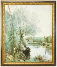 Framed Print, The Reader By The Wooded Bank By Jean-Baptiste-Camille Corot