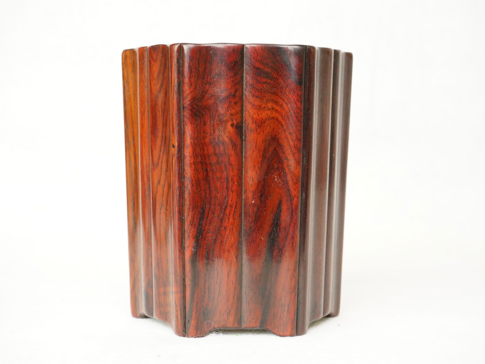 Chinese Carved Rosewood Hexagonal Brush Pot (1 of 6)