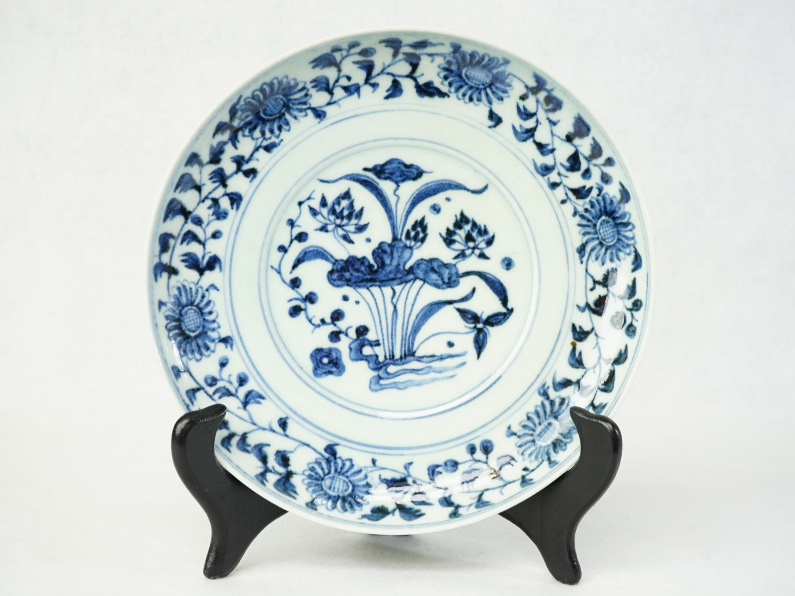 Chinese Blue and White 'Lotus Bouquet' Plate, Yuan Dynasty: Approximate size:8x8x1.5 in Shipping: We offer in-house shipping services for most small items. This means that we will take care of packing and shipping the items directly to you. For larger or speci