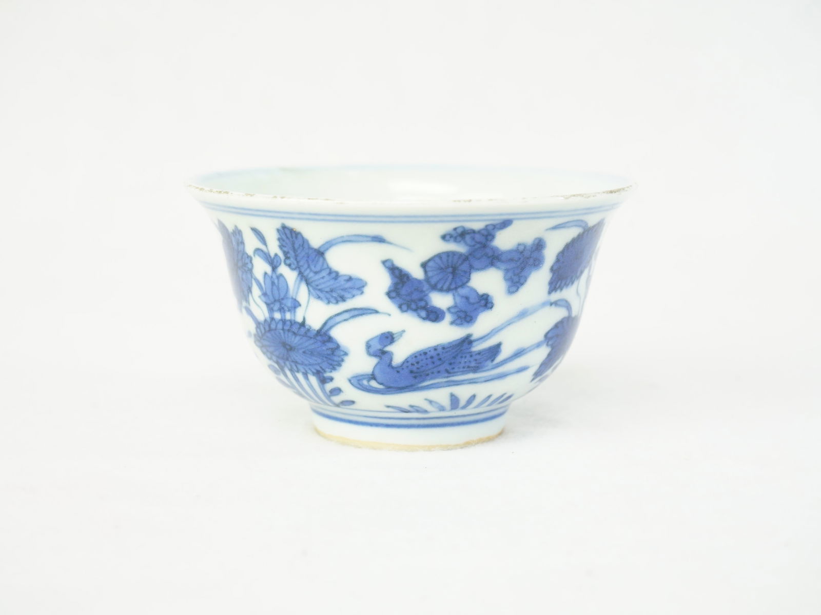 A Chinese Blue and White 'Lotus Pond' Bowl With Mark: Approximate size: dia 3.5 in Shipping: We offer in-house shipping services for most small items. This means that we will take care of packing and shipping the items directly to you. For larger or spec