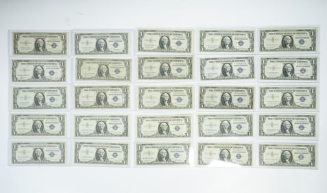 A Collection of United States 25 one-Dollar Silver Certificates