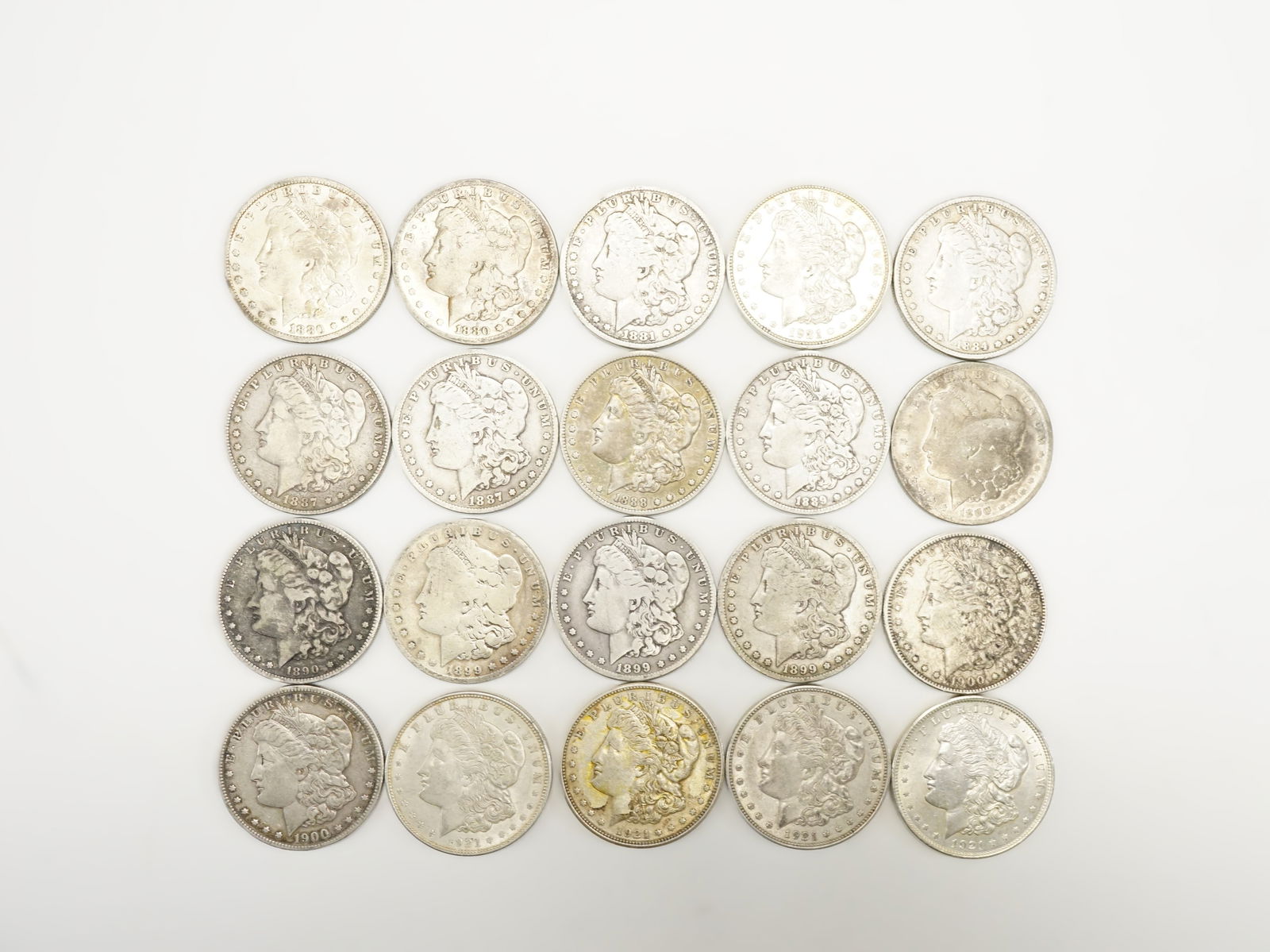 A Collection of 20 Morgan Silver Dollars,1880-1921 (1 of 14)