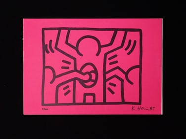 Attributed to Keith Haring, Signed & Dated Print