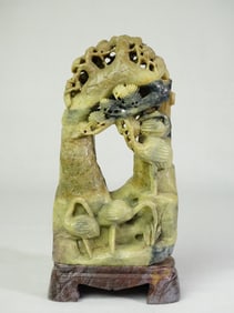 Vintage Soapstone Carving of Cranes