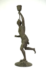 Victorian Spelter Exotic East Figure Candlestick