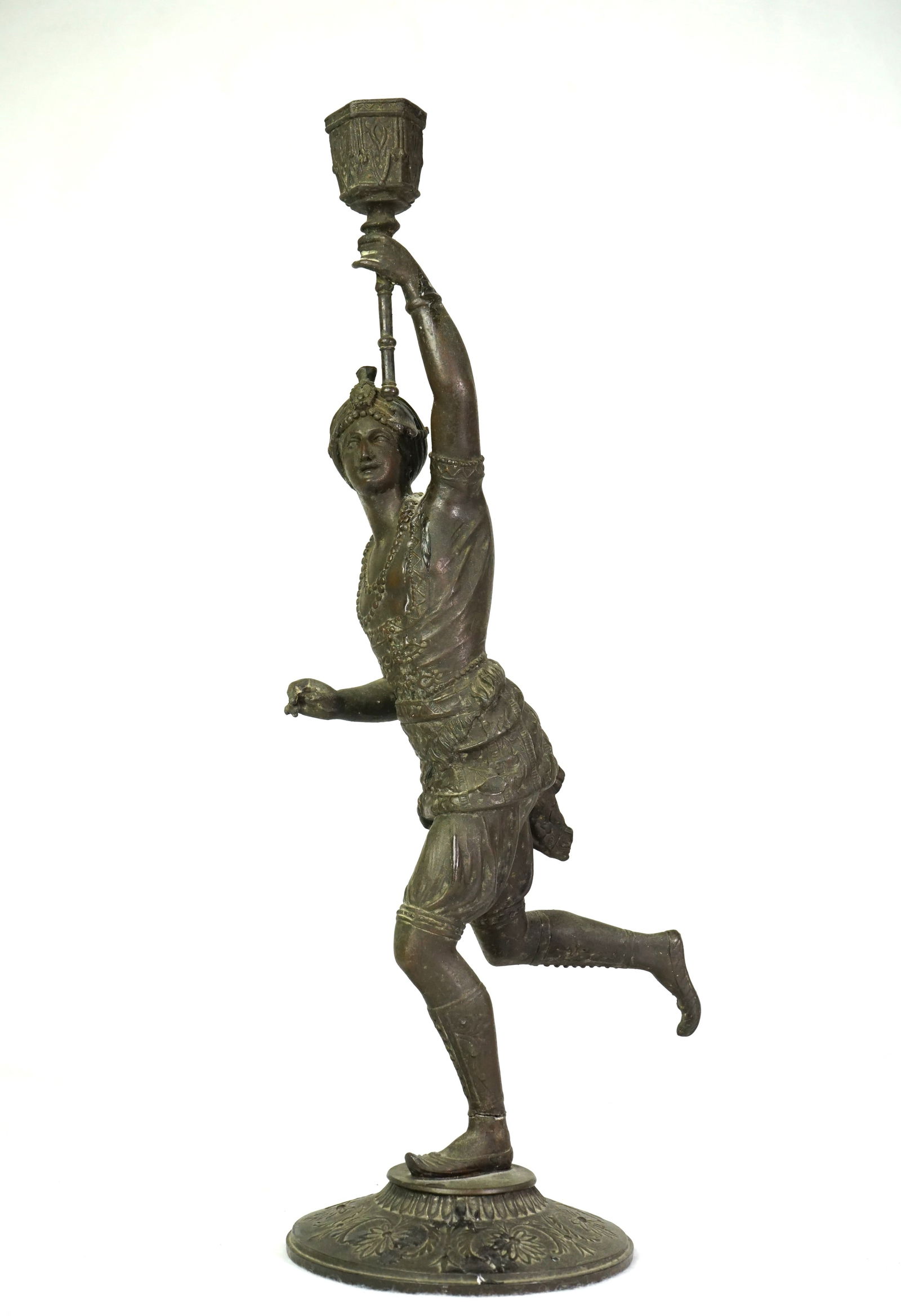 Victorian Spelter Exotic East Figure Candlestick: Approximate size: 16x7x5 in Shipping: We offer in-house shipping services for most small items. This means that we will take care of packing and shipping the items directly to you. For larger or speci