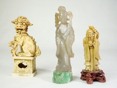 3 Chinese Carved Agate Figures & Another