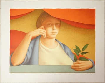 "Woman With A Sprig of Laurel" By George tooker.Signed Lithograph