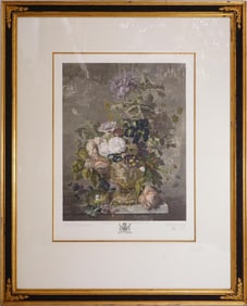 Jan Van Huysum Pinx, Pocker Framed Italian Hand Colored Prints