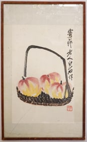 Qi Baishi (1863-1957) Apples In A Basket, Watercolor on Paper