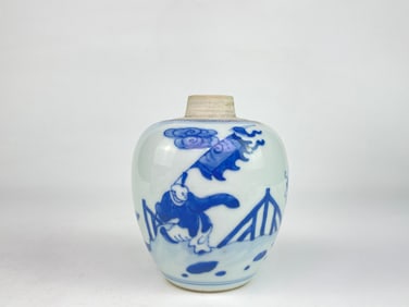 A Small Blue and White Porcelain Jar
