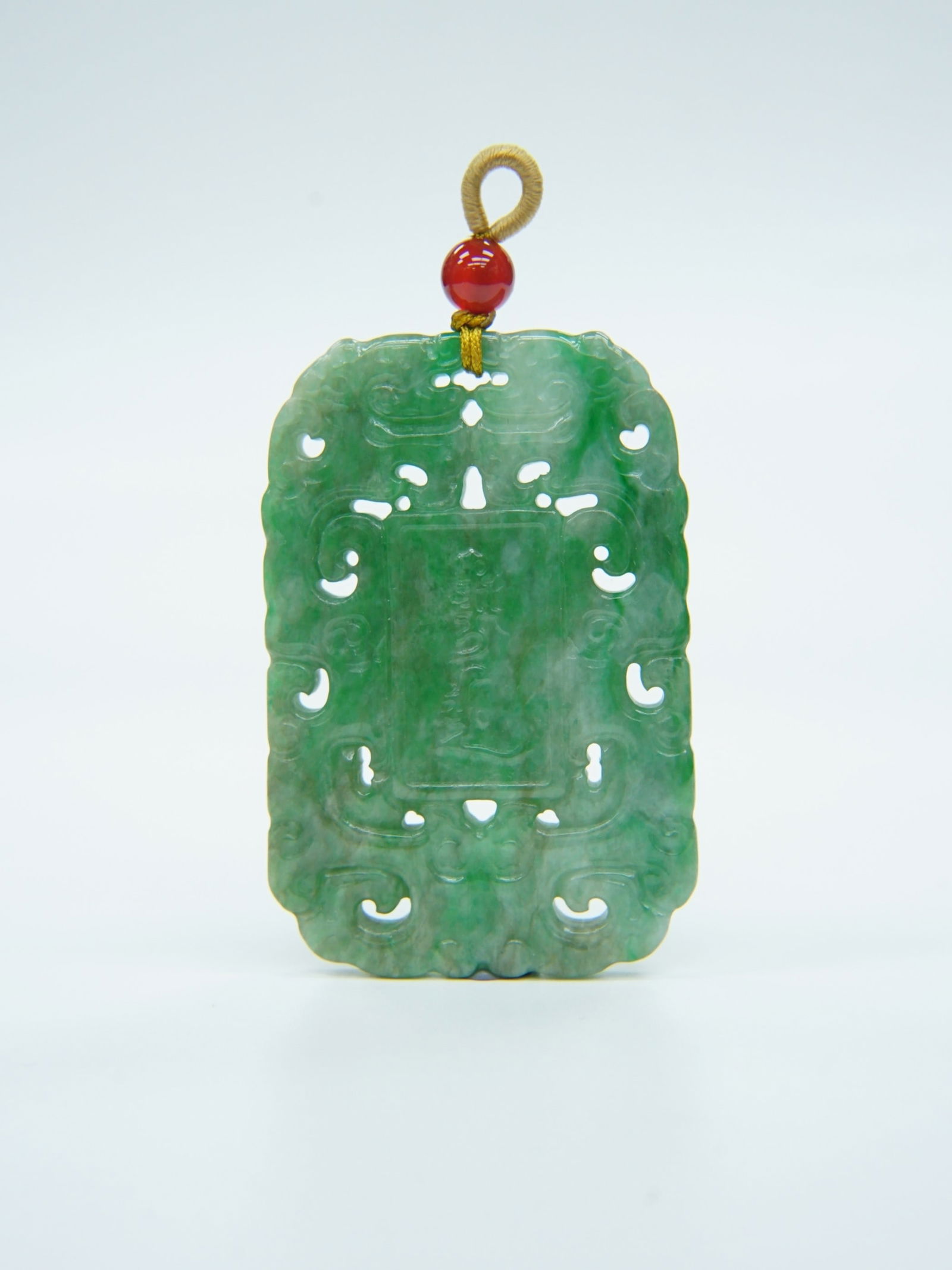 Chinese Green Jadeite Carved 'Zaijie' Plaque, 18th-19th Century (1 of 7)