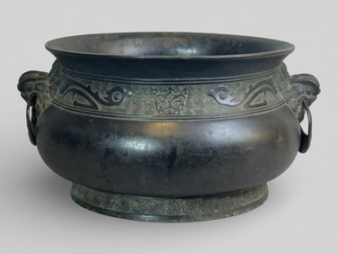 Chinese Ming Bronze Censer With Lionmask Handle