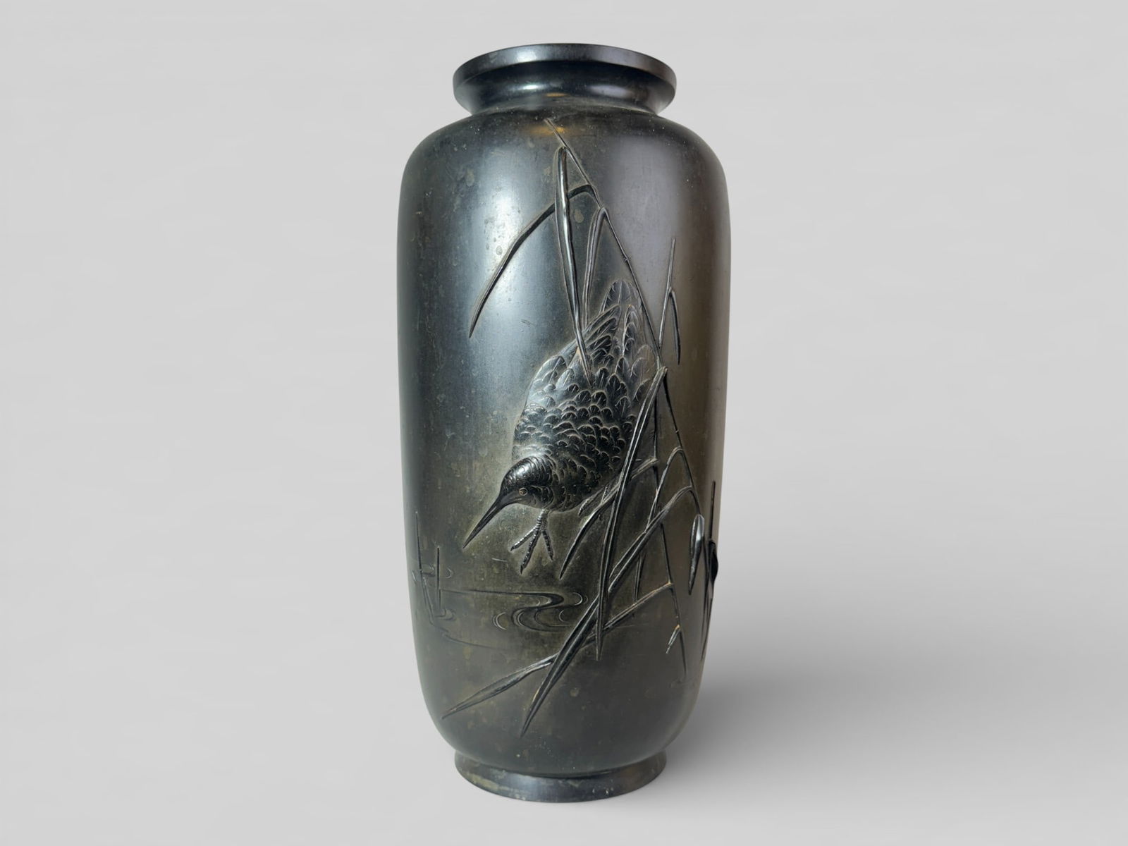Japanese Bronze Vase With Bird Scene,Meiji Period (1 of 6)