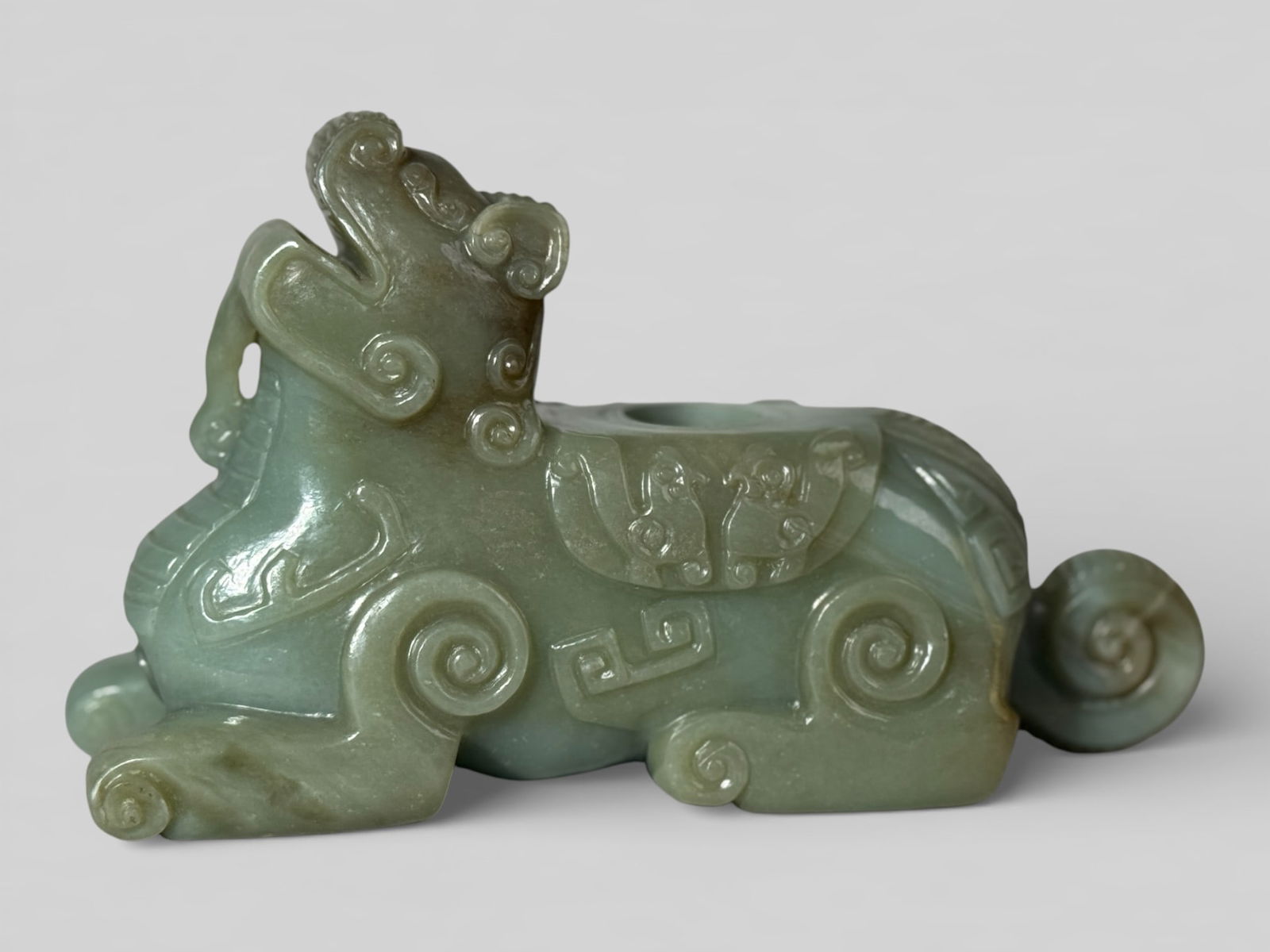 Chinese Carved Celadon Jade Beast ,Early 20th Century: Chinese celadon jade beast, 8"L, 4.75"ht, early 20th century Shipping: We offer in-house shipping services for most small items. This means that we will take care of packing and shipping the items dir