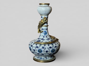 Chinese Cloisonne Vase With Gilt Bronze Dragon