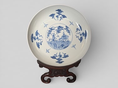 Chinese Porcelain Dish With Immortal Scene, Qianlong Mark