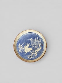 Chinese 17th Cen Blue White Porcelain Duish With Rabbit Scene