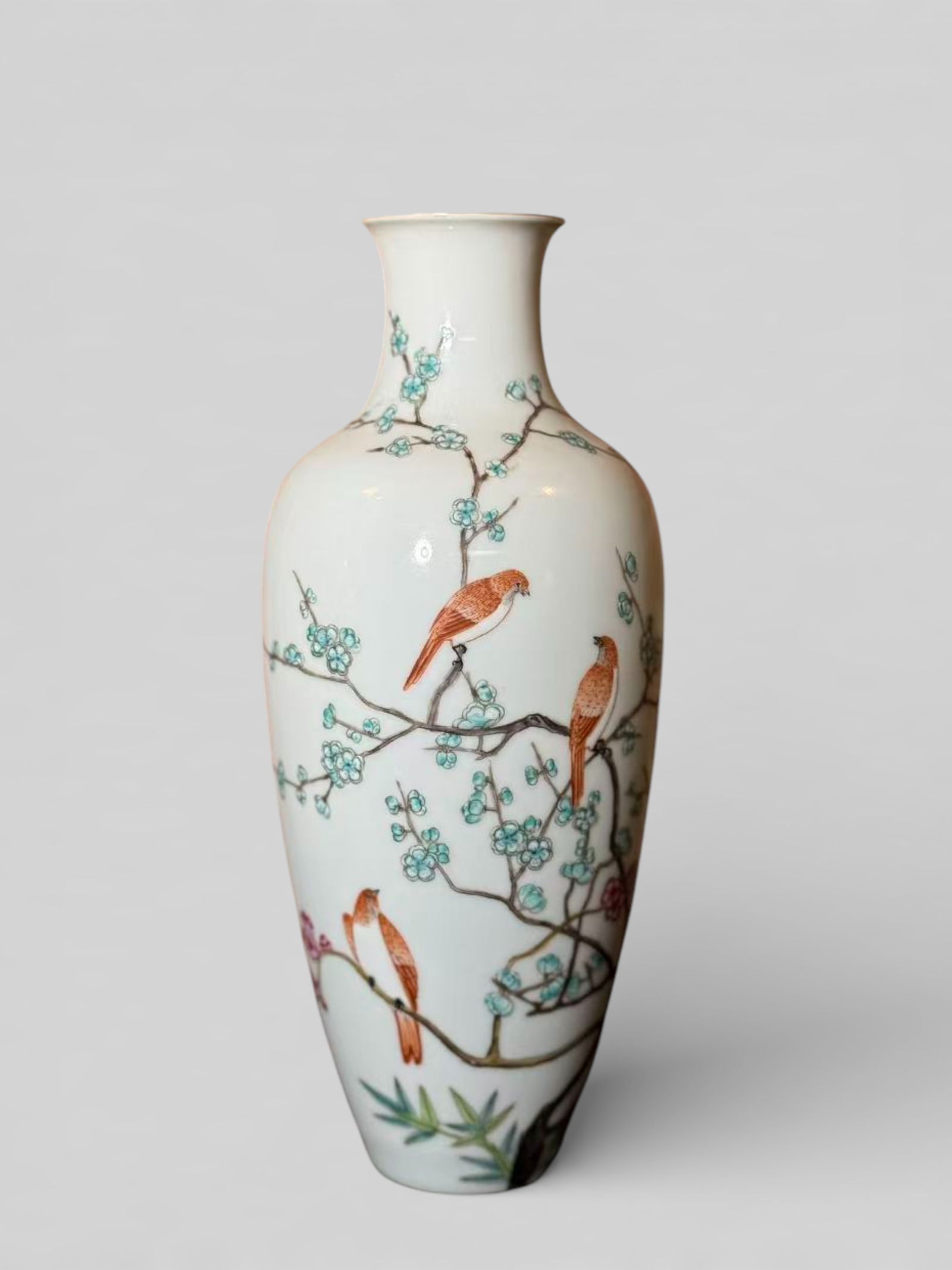 Chinese Porcelain Vase of Bird Scene Blue Enamled Mark (1 of 13)