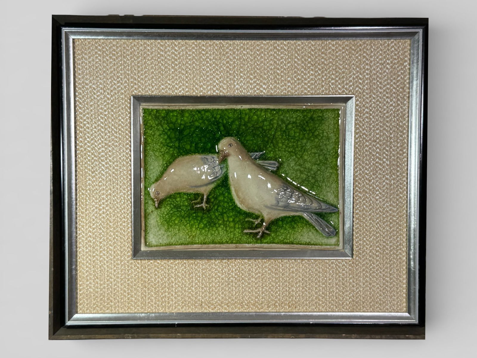 Japanese Porcelain Tile of Pair of Pigeons (1 of 10)