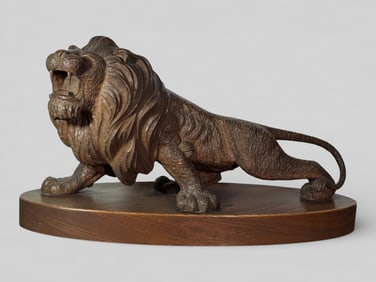 Japanese Carved Wood Lion