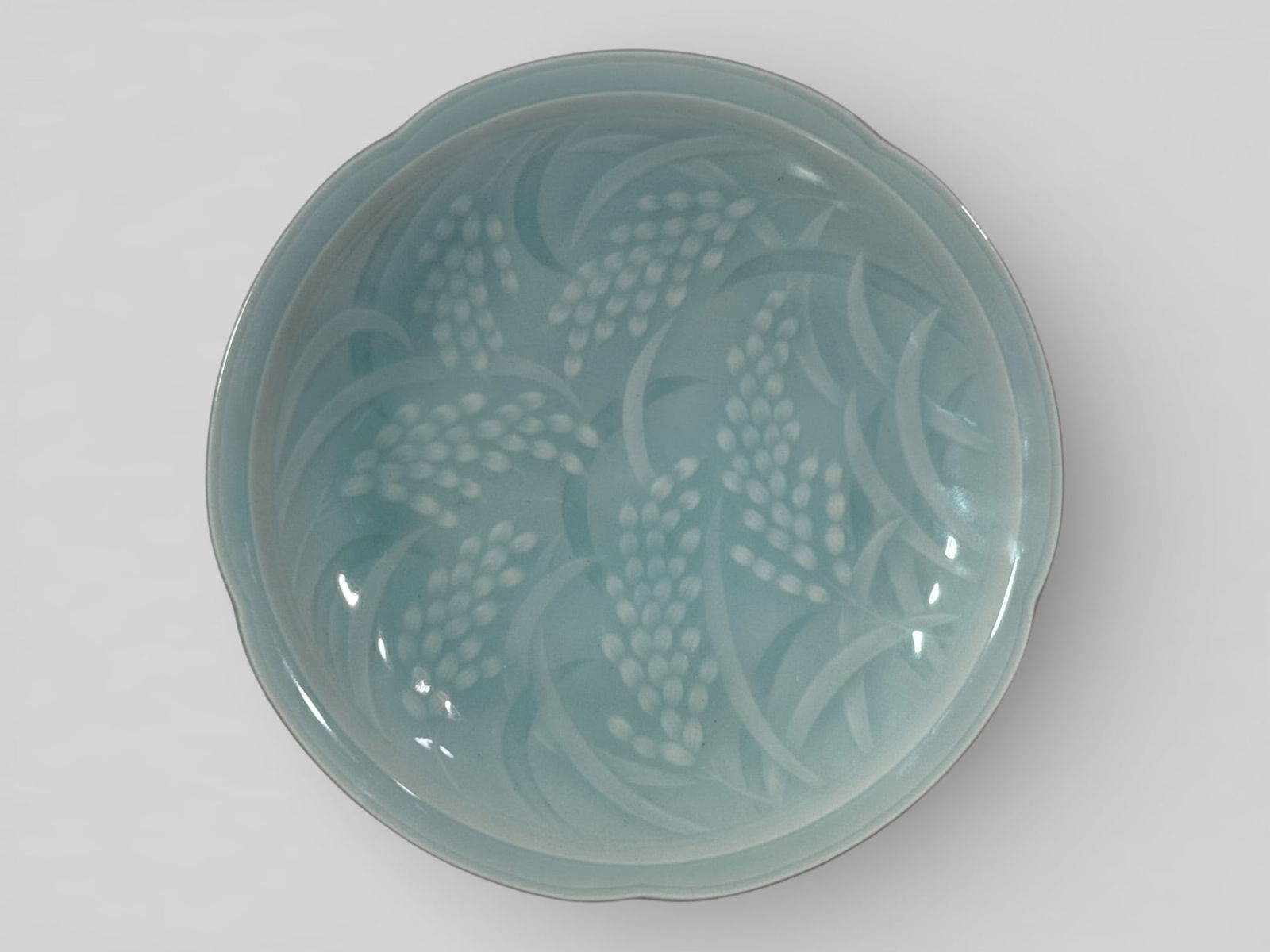 Japanese Studio Porcelain Celadon Charger With Wheat Motif (1 of 6)