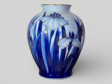 Japanese Fukugawa Porcelain Vase With Iris