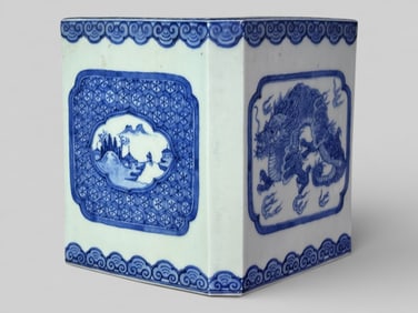Impressive Chinese Blue and White Porcelain Planter With Hall Mark