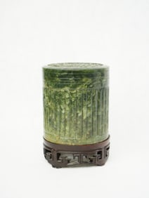 Chinese Spinach Jade Box,19th Century