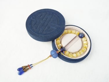 Chinese Yellow Crystal Bead Bracelet With Box