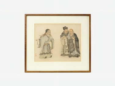 Japanese Woodblock Print,Motonobu Kano 'Kokei Sansho',Early 20th Century