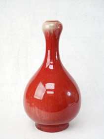 Chinese Red Glazed Garlic Mouth Vase With Mark