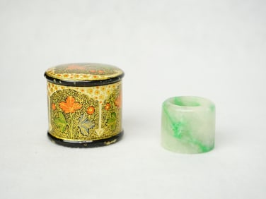 Chinese Jadeite Archer's Ring With Box