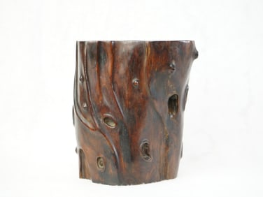 Chinese Carved Hardwood 'Tree-Trunk' Brush Pot