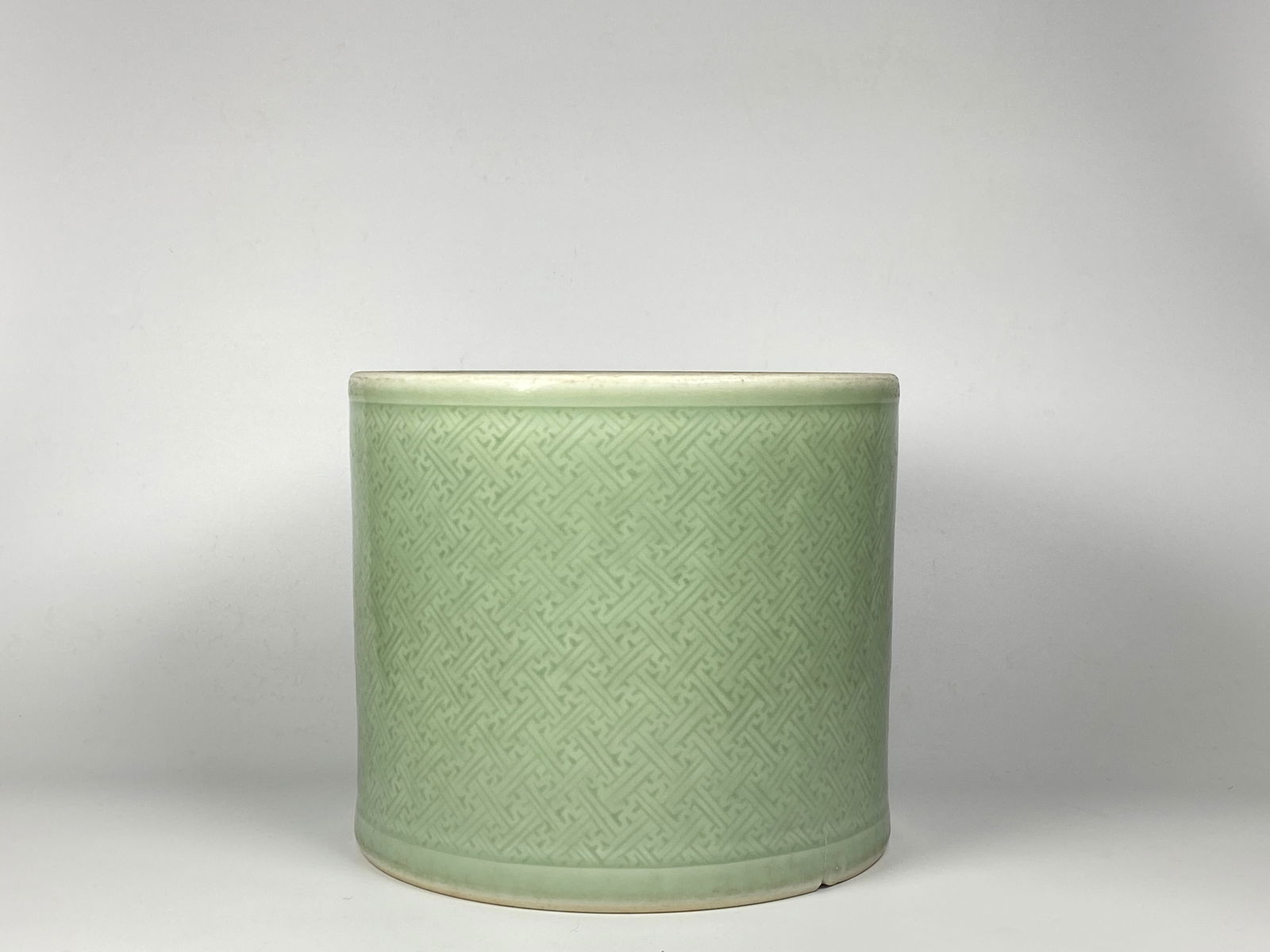Chinese Celadon Glazed Brush Pot,Qing Dynasty: Approximate size: 6 3/4x 7 7/8 in Shipping: We offer in-house shipping services for most small items. This means that we will take care of packing and shipping the items directly to you. For larger or