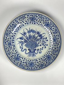 Chinese Blue and White 'Lotus Bouquet' Plate