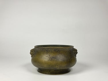 Chinese Bronze Censer With Lion Head Handles,Ming Dynasty Or Later
