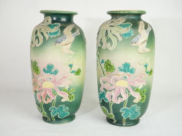 Japanese Satsuma-Style Moriage Vases