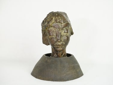Bust of A Young Woman - Bronze, Signed