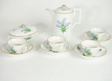 Rare Meissen 'Vergissmeinnicht' Coffee Cup and Saucer Set ,19th Century